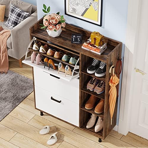 Шкаф за обувки LITTLE TREE, Отделно Стоящи Шкафове за съхранение на обувки с 3 чекмеджета и отворени рафтове