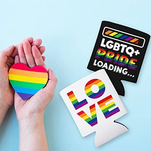12ШТ Гордостта на Месец Дъга Може да Охладители Ръкави – Любов Гей ЛГБТ Детелина Бира Напитка Вечерни Аксесоари