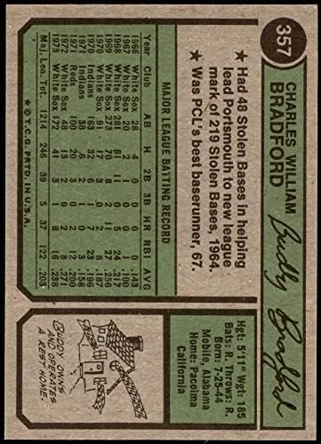 1974 Топпс 357 Бъди Брадфорд Чикаго Уайт Сокс (бейзболна картичка) NM/MT + Уайт Сокс