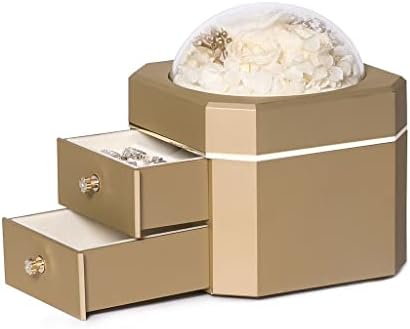 CXDTBH Романтична Ковчег За бижута Подарък кутия с Изкуствени цветя, Кутия за червило Осмоъгълна Кутия за цветя