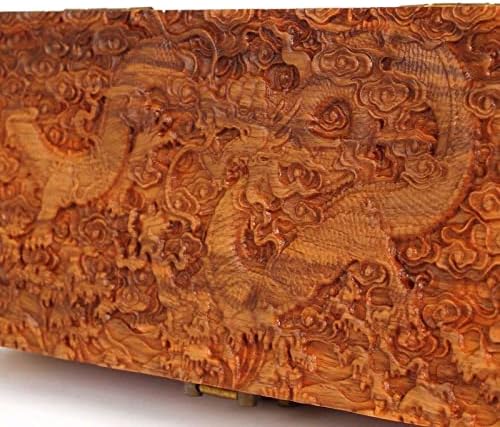 Грецкая Орех, Реколта Дървена Ковчег с Резным Дракон, Кутия за съхранение от Масивна дървесина, Подарък кутия