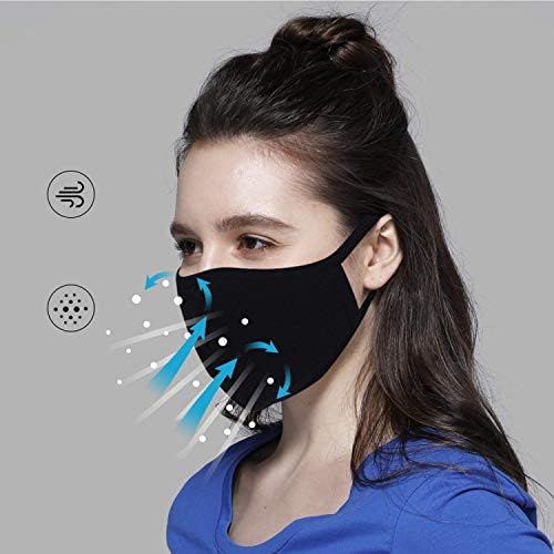 3 Опаковки на маски за лице, с джоб за филтър (10 бр Филтърна хартия пакет), Черен Унисекс-Защита за лице, Моющаяся