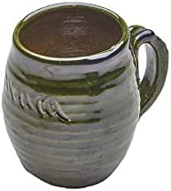 Mezcal за живот, Мескалеро с нефритово-зелена глазура и дръжка - Комплект от 4 Глинени чаши за мескаля ръчно