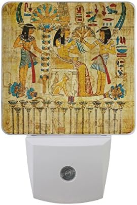 2 БРОЯ Сменяеми led нощни лампи със старинни египетски папирусными ночниками с Датчик от здрач до Зори Бяла
