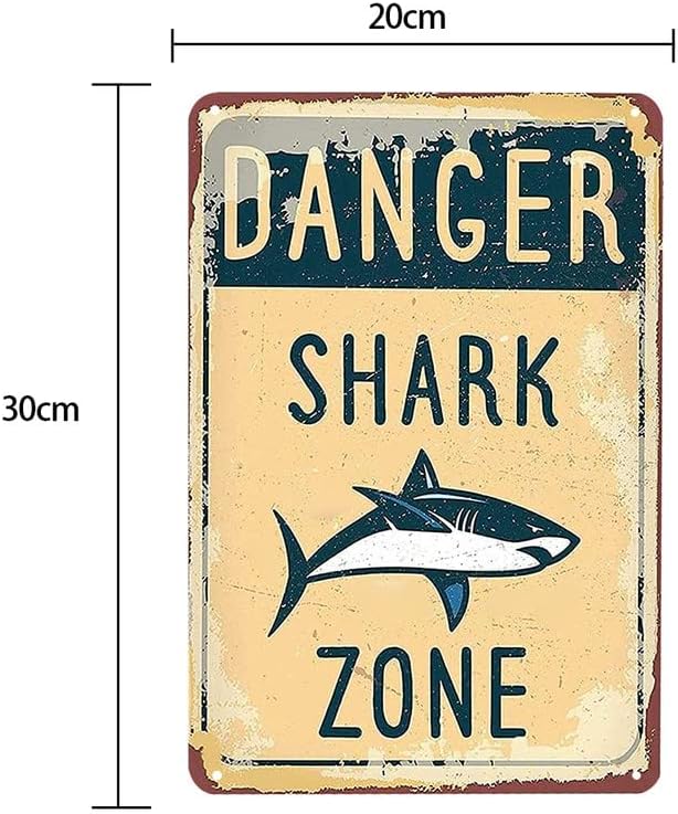 Опасна Зона Акули Опасна Метална Табела Начало на Публикуване Стенен Декор, Пазете се от Акули е Знак за стенен