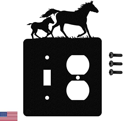 Стенни плоча с тройни ключа за осветление, за кобили и жребчета (Тройно рокер (GFCI), черен) - ПРОИЗВЕДЕНО В