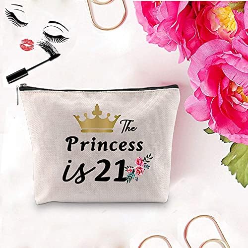 PXTIDY Косметичка на 21-ия рожден ден подарък за Принцесата на 21 Косметичка Пътен Калъф за тоалетни принадлежности