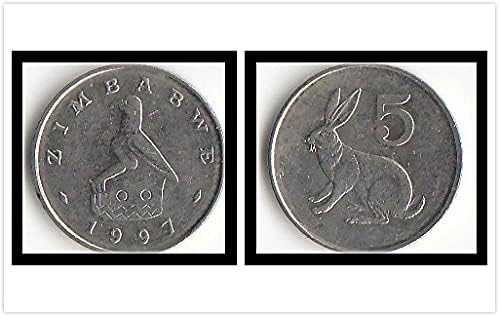 Африкански Зимбабве 5 Точки Монета Година на Случайни Чуждестранни Монети Събиране на монети