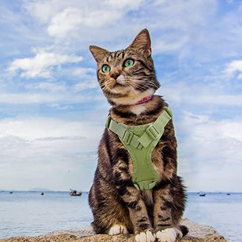 Тактическа шлейка за котки, защищающая от бягство при ходене Регулируема Шлейка за домашни любимци, Мека телена
