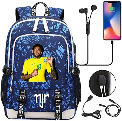 Ежедневна чанта за лаптоп GENGX WesQi за деца и юноши -Пътна Чанта с изображение на Неймара Младши, Училищен