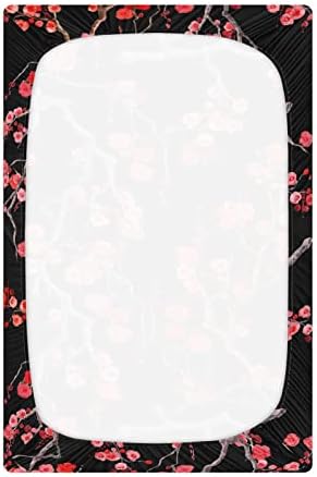 ALAZA Sakura Cherry Blossom, Кърпи за Бебешки легла с Цветен Модел, Чаршаф-Кош за Момчета и Момиченца, Мини-Размер