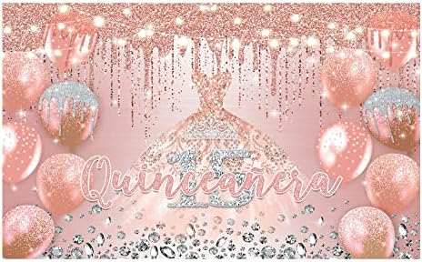 Allenjoy Розово Злато Quinceañera Фон за рождения Ден на Принцеси за Момичета с 15-Тия Рожден Ден на Короната