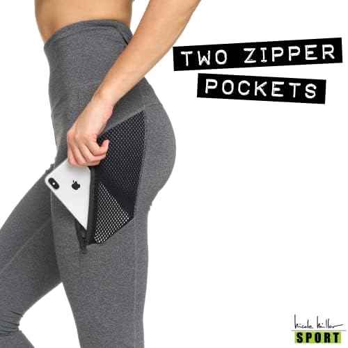 Дамски гамаши, Nicole Miller с джобове - Комплект леггинсов за тренировки и Прозрачна мрежа - Панталони за йога