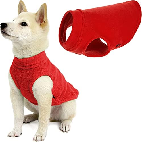 Вязаный жилетка от еластичен руно Gooby, Пуловер за кучета - Червен, Малък - Топъл Пуловер, Руното яке за кучета