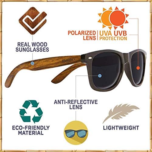 Поляризирани Дървени Слънчеви очила Woodies с Безплатен Бамбуковым Калъф за Слънчеви очила за мъже и Жени |