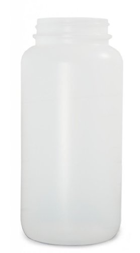 Кръгла бутилка Qorpak PLA-03325 от естествен полиетилен с висока плътност с широко гърло и гърло 38-400 мм,