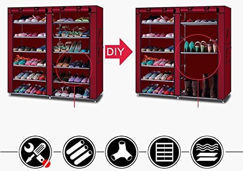 6 Нива Преносим Органайзер за съхранение на обувки, Двухрядный шкаф за Обувки с Пылезащитным покритие от Нетъкан