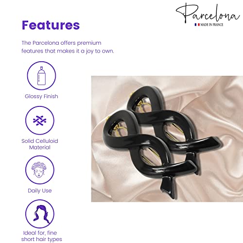 Parcelona French Infinity Ribbon-Малко 2 1/4 Целлулоидные френски щипки за коса, щипки за жени, закопчалката