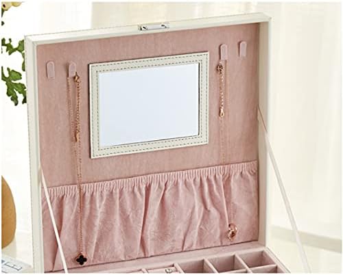 Ковчег за Бижута SCDZS с Огледален Футляром Двупластова Кутия За Съхранение на Кожена Притежателя на Бижута
