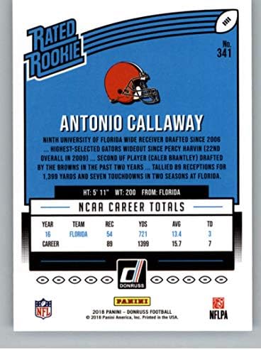 2018 Donruss Football 341 Карта начинаещ Антонио Каллауэя RC Cleveland Browns, Официалната търговска картичка