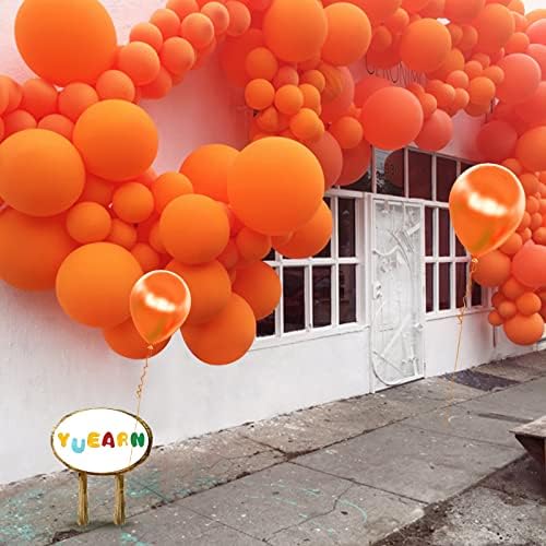 YUEARN Оранжеви балони, Комплект оранжеви гирлянди от балони 132 бр., Опаковане на различни по големина 18/12/10/5