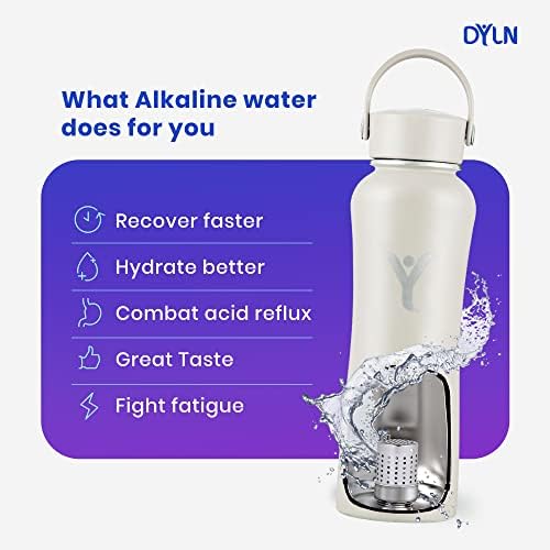 Бутилка за алкална вода DYLN обем 21 унция | Създава вода премиум-клас с pH до 9 + | Съхранява на студено в