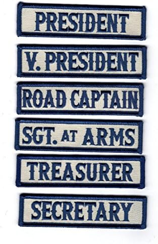 Офицерски титлата, ленти за жилетка на Президента, вице-президента Байкерского клуб MC, набор от ивици (6 бр.-Iron