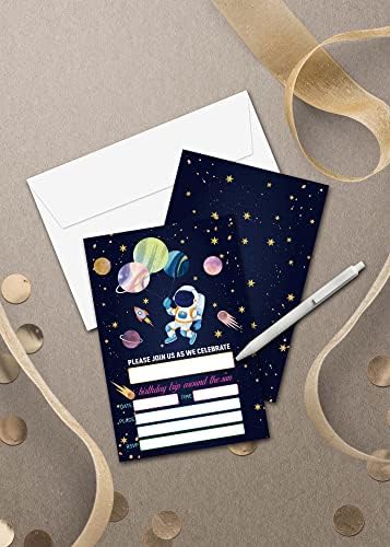 Покани за рожден Ден в космоса - Аксесоари за партита Galaxy Space - Попълнете Празните покани на рождения си