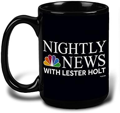 Керамична чаша NBC Nightly News с логото на Лестър Холта, Черна, 15 мл