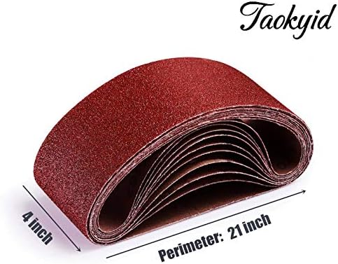 За опесъчаване на лентата Taokyid 4 x 21, Лента шкурка от алуминиев оксид с шкурка 80, 12 Опаковки (4x21 инч)