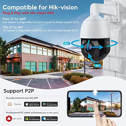 8-Мегапикселова PTZ PoE IP камера UltraHD 4K на улиците със завъртане, наклон, 18-кратно Оптично увеличение,