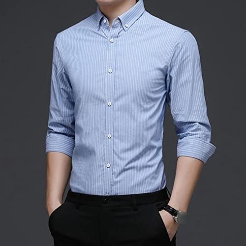 Maiyifu-GJ Мъжки Ежедневни Риза на райета, Бизнес Ризи с отложным яка и копчета, Обикновена Приталенные Ризи