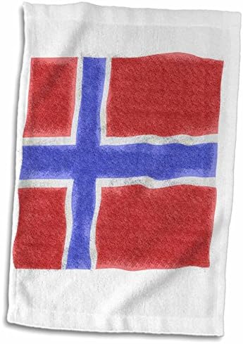 3D Розово изображение на Знамето на Норвегия в стил гръндж Кърпа за ръце 15 x 22