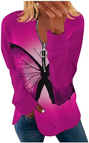 NOKMOPO/ на Женската Риза с копчета, Модни и Ежедневни Hoody с качулка с яка и Наклонени Принтом, тениски с
