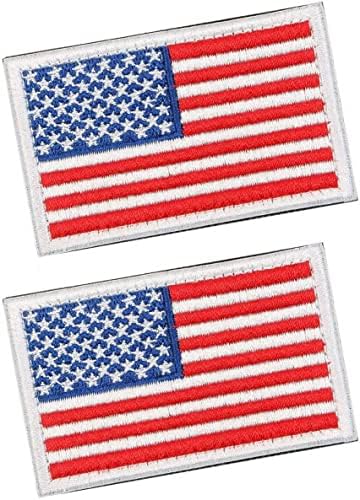 2 Бр. Тактическа Нашивка с Флага на САЩ - американски флаг на САЩ, с една кука и линия за Раници, Кепок, Шапки,