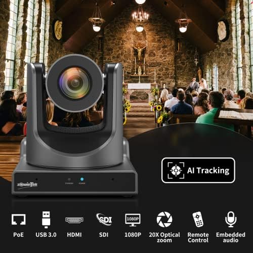 PTZ камера от Ново поколение zowietek PoE|AI Tracking | 20-Кратно Оптично мащабиране | Едновременно SDI, HDMI