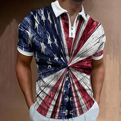 XXBR Ден на Независимостта на Мъжки Ризи Поло Летни С Къс Ръкав Патриотичен Американски Флаг Яка-на Ревера На
