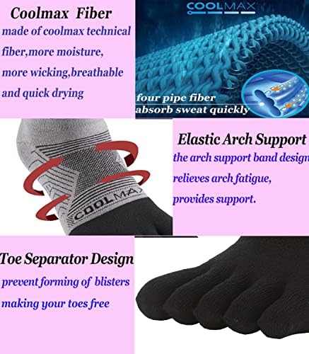Чорапи Coolmax с пръсти, за жени и мъже, Без показване, С Ниско деколте, Високоефективни Чорапи за Бягане на