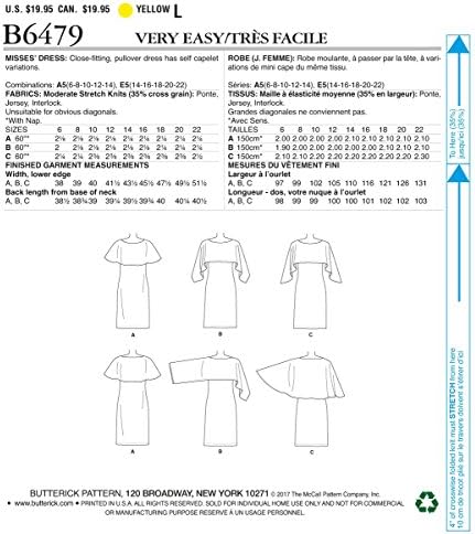 Рокля-пуловер Butterick Patterns Misses с прикрепена накидками, A5 (6-8-10-12-14)