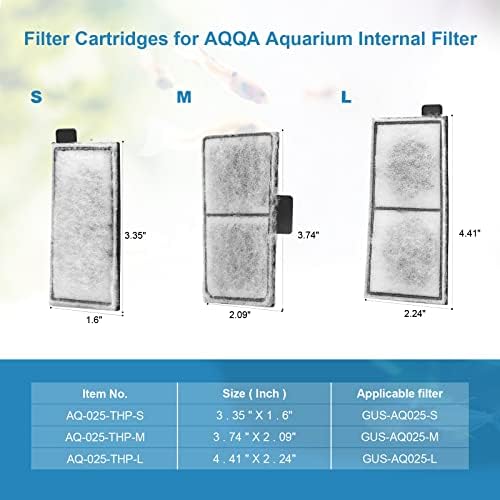 AQQA 8 Опаковки Взаимозаменяеми Касета за аквариумного филтри, Патрон за филтър за Аквариум, Вътрешен филтър