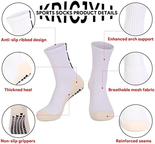 KRICJYH Мъжки Спортни Чорапи Нескользящие Чорапи със защита От Белене, Чорапи с Пълна Възглавницата, Спортни
