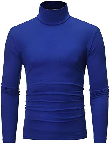 Мъжки Ризи, Обикновен Пуловер със средна яка, Дълги Ръкави, Стрейчевая Облегающая Риза, Ежедневни Модни Топли