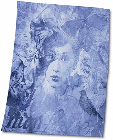 3D илюстрация на Романтична женски портрет цветен модел в Сини тонове - Кърпи (twl-268461-3)
