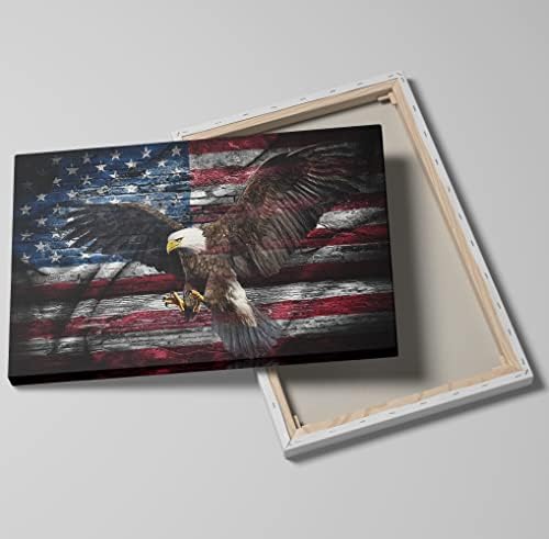 Американски Орел Снимки Стенен Декор Патриотичното Стенно Изкуство, Печат Върху Платно Плакат с Флага на сащ