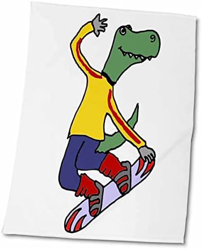 3dRose Забавен Анимационен за сноуборд с динозавром тиранозавър рекс rex - Кърпи (twl-275782-3)