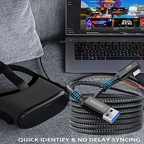 20-Крак Кабел Слушалки Oculus Quest 2 Линк VR/Виртуалната реалност на компютърните игри, USB 3.2 Gen1 5 Gbit/s