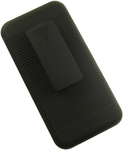 Черно Гумирани твърд калъф NAKEDCELLPHONE + Кобур с клипс за колан и стойка за телефон Apple iPhone 6 Plus (5.5