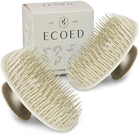ecoed, 2 бр., четка-шампоан за масаж на кожата на главата, скрубер за отстраняване на пърхот, четка за мокър