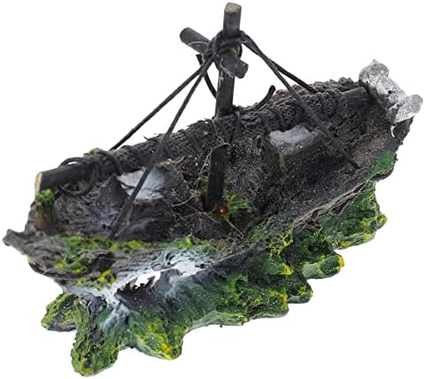 Happyyami Пиратския Декор на Аквариум Лодка от Смола Украшение Кораб Рибен Къща Скрита Пещерата на Хижата За