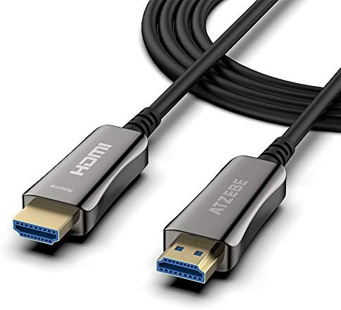 ATZEBE Оптичен Кабел HDMI 100 метра, Оптичен кабел HDMI Поддържа 4K при 60 Hz, 4:4:4/4:2:2/4:2:0, HDR, Dolby Vision, HDCP2.2, ARC, 3D, Висока скорост 18 Gbit/s, Тънък и Гъвкав оптичен кабел HDMI